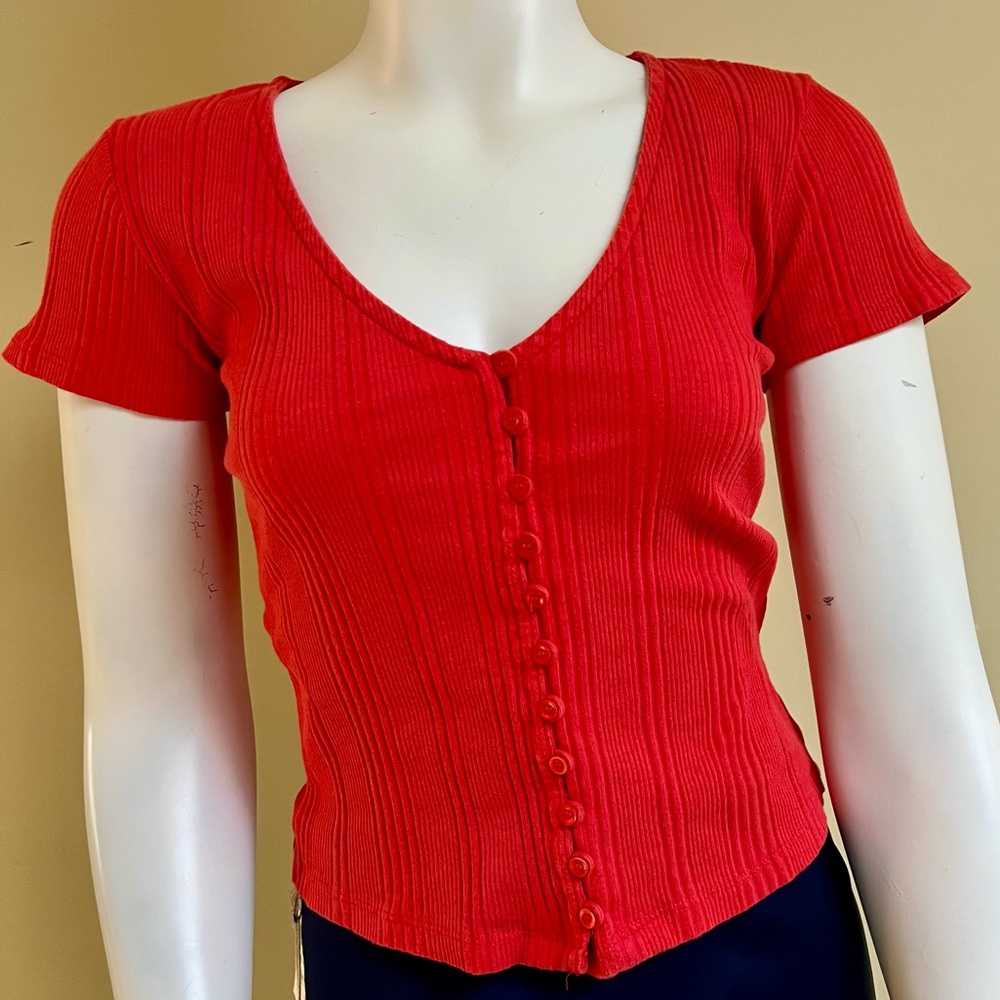 Anthropologie Ribbed Cropped Tee